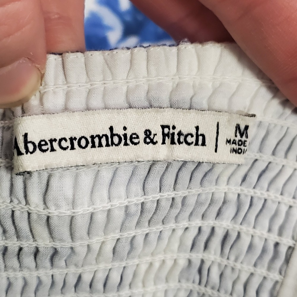 Abercrombie & Fitch Womens Emerson Puff Sleeve Mini Dress Size M Blue‎ Floral - Picture 4 of 13